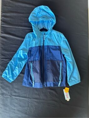 NWT Cat & Jack Boys Water Resistant Hooded Windbreaker Jacket Blue XS (4/5)